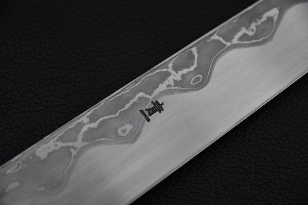 Hitohira Tanaka Manzo Aogami #1 Damascus Left-Handed Kiritsuke Yanagiba 300mm Ebony