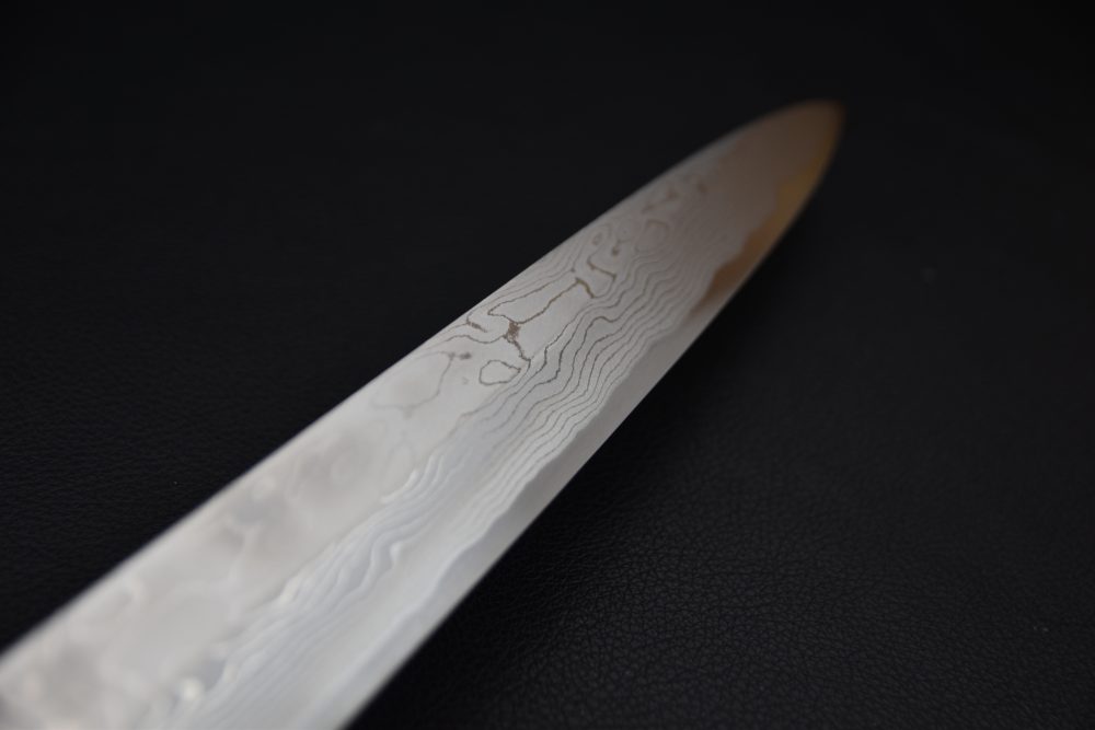 Hitohira Togashi Shirogami #1 Damascus Yanagiba 300mm Ebony