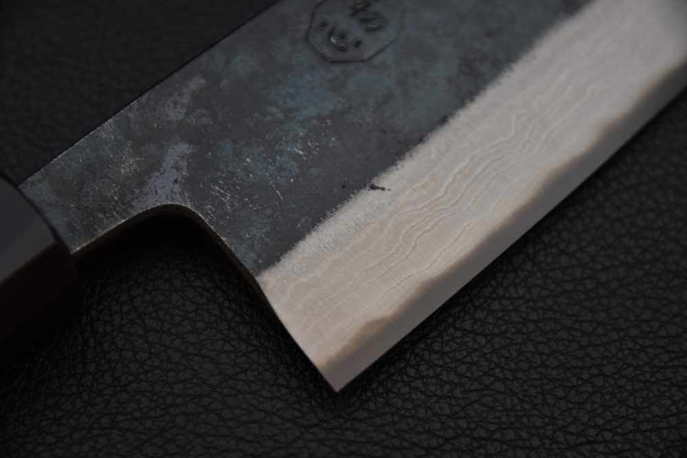 Hatsukokoro Kumokage Aogami #2 Damascus Kurouchi Santoku 180mm Tagayasan
