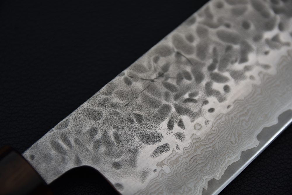 Hitohira Futana Stainless Tsuchime Damascus Nakiri Cerisier