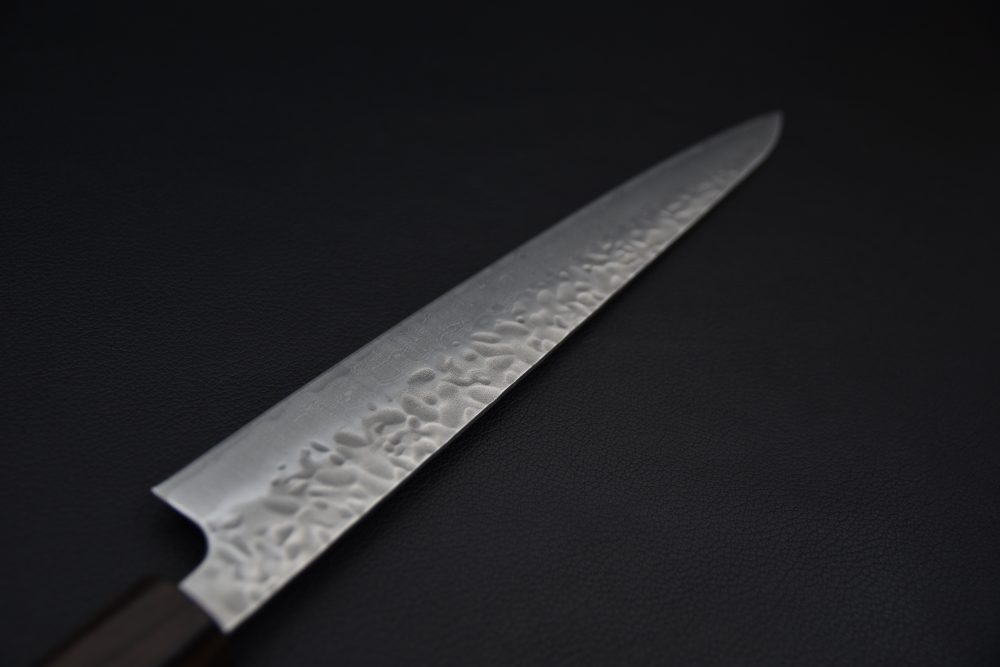 Hitohira Futana Stainless Tsuchime Damascus Sujihiki 240mm Cerisier