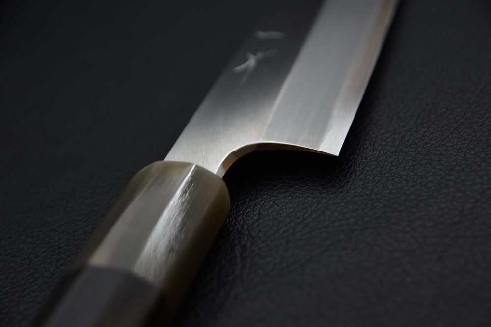 Hitohira Togashi Shirogami #1 Stainless Clad Sujihiki 300mm Ébène de Tahei