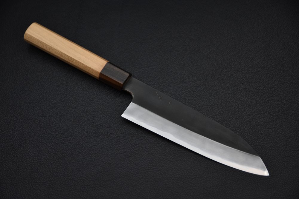 Hitohira Kikuchiyo Kyuzo Shirogami #2 Kurouchi Santoku 180mm Cerisier