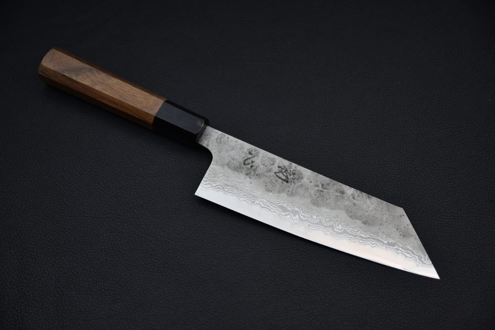 Hatsukokoro Aogami Super Damascus Kurouchi Bunka 170mm Noyer