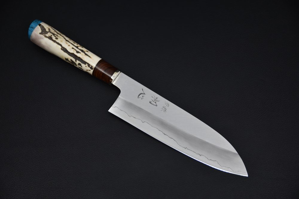 Nakagawa Uchi Hamono Ginsan Migaki Santoku 170mm Stag Horn