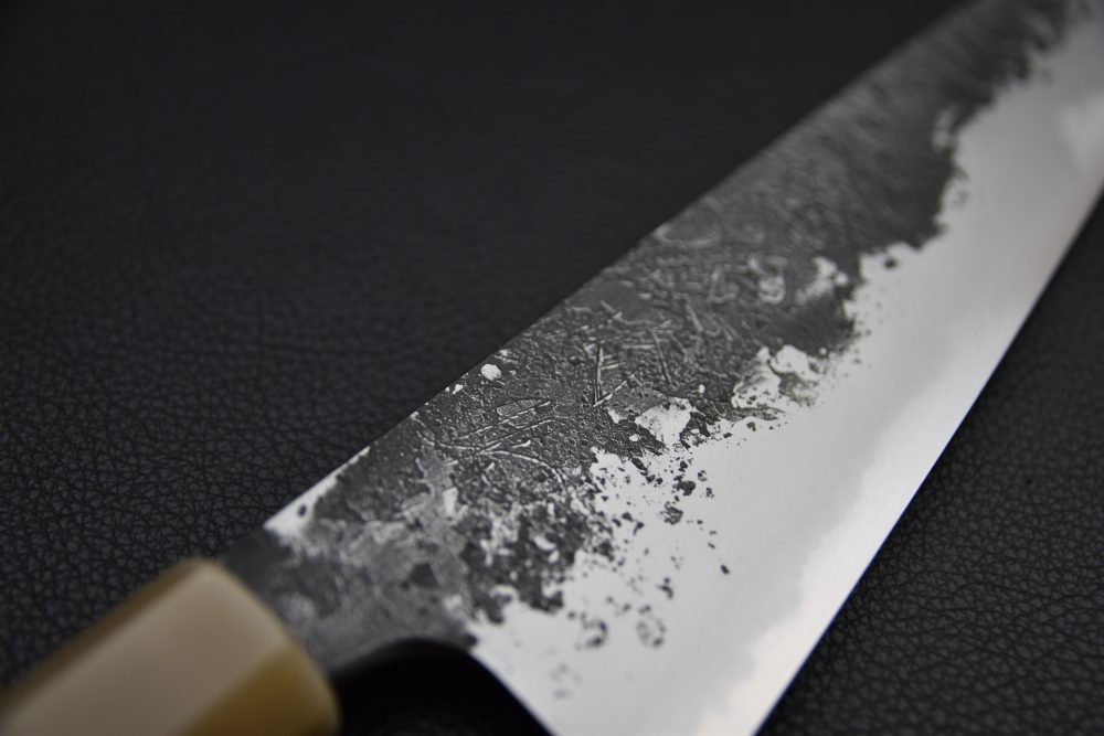 Mazaki Hamono Shirogami #2 Kuro Nashiji Gyuto 210mm Ebony