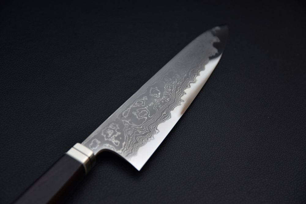 Hitohira Tanaka Kyuzo Aogami #1 Damascus Gyuto 240mm Ébène Fusion