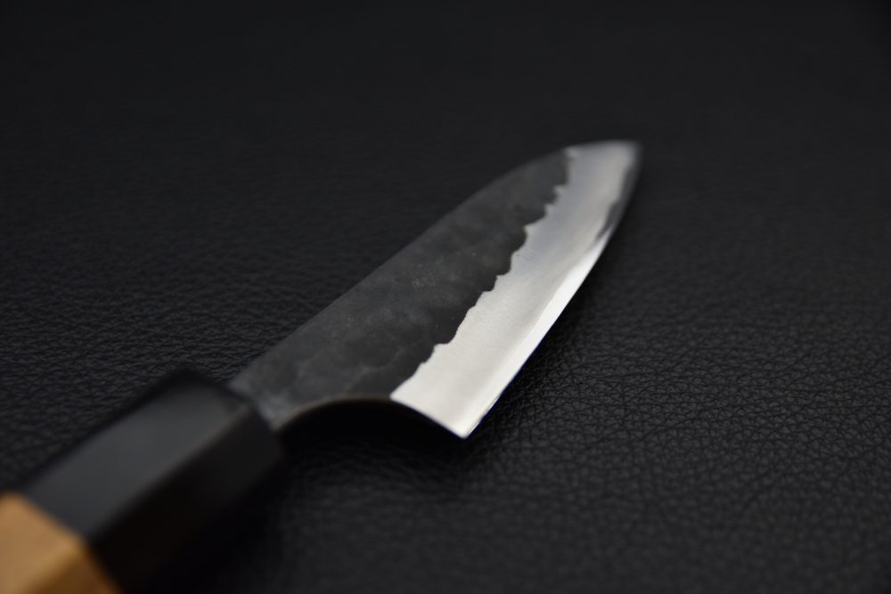 Anryu Hamono Aogami Super Stainless Clad Kurouchi Office 75mm Teak