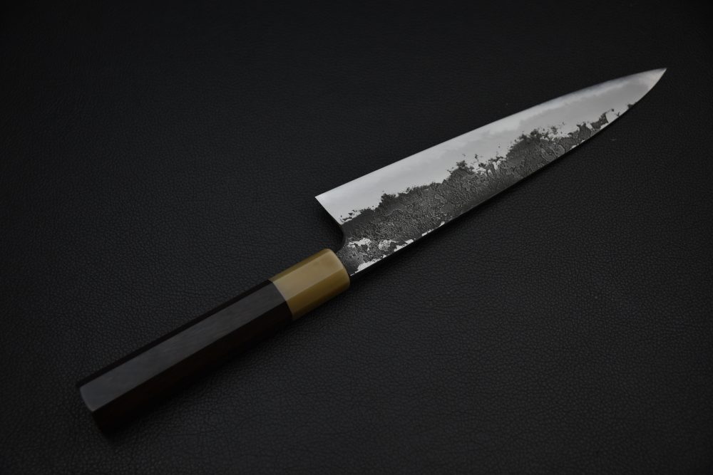 Mazaki Hamono Shirogami #2 Kuro Nashiji Gyuto 210mm Ebony