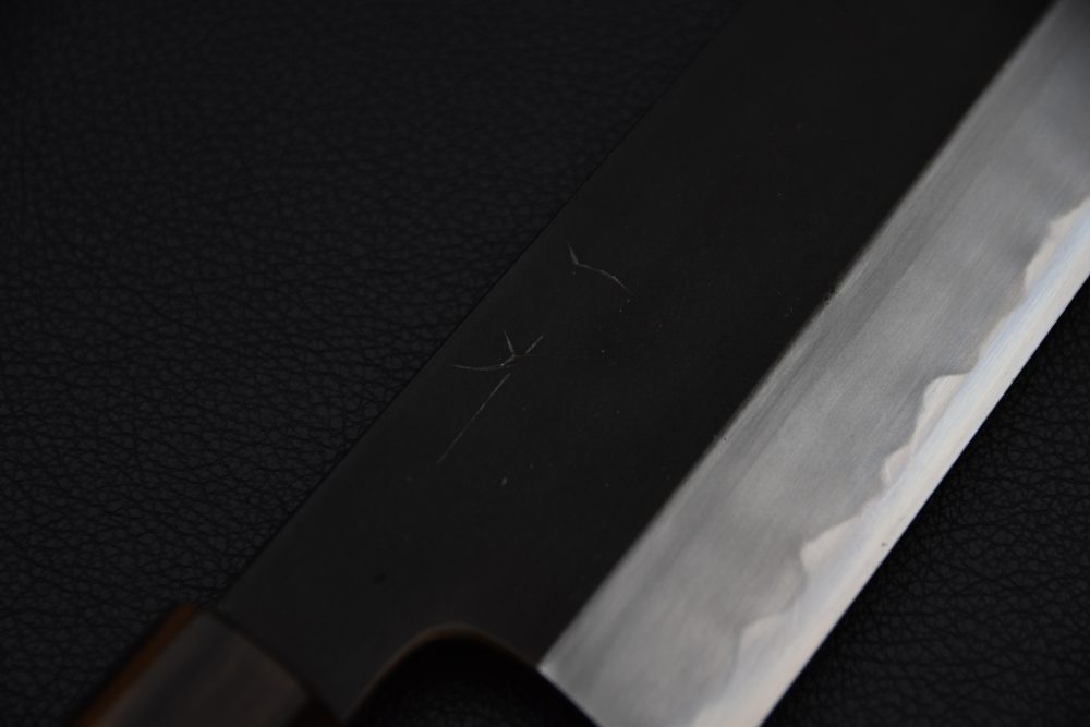 Hitohira Kikuchiyo Kyuzo Shirogami #2 Kurouchi Nakiri 180mm Cerisier