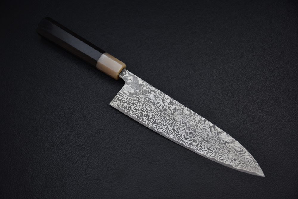 Shiro Kamo SG2 Kurozome Damascus Gyuto 210mm Ebony