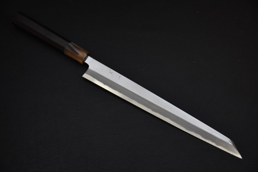 Hitohira Tanaka Mosuke Aogami #1 Kiritsuke Yanagiba 270mm Mirroir Ébène
