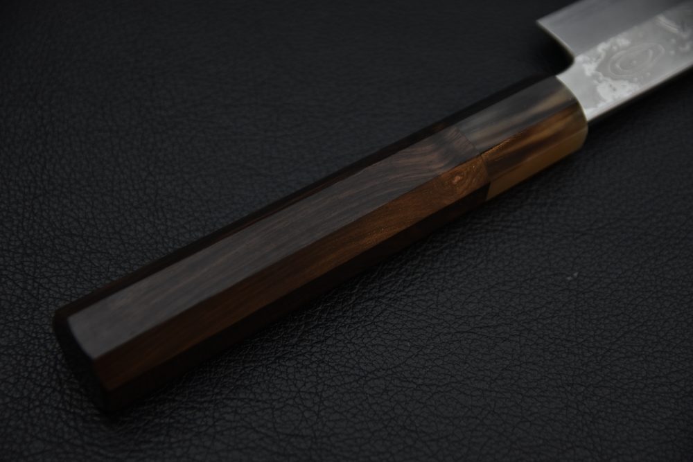 Hitohira Tanaka Manzo Aogami #1 Damascus Left-Handed Kiritsuke Yanagiba 300mm Ebony