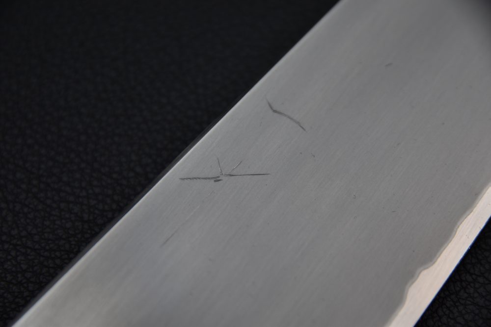 Hitohira Togashi Shirogami #1 Stainless Clad Kasumi Kiritsuke Gyuto 240mm Ebony