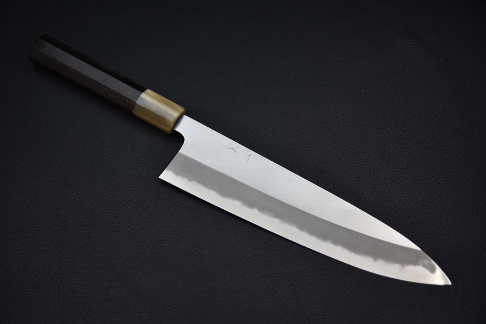 Hitohira Tanaka Kyuzo Aogami #1 Migaki Gyuto 240mm Ébène de Taihei (Extra Height)