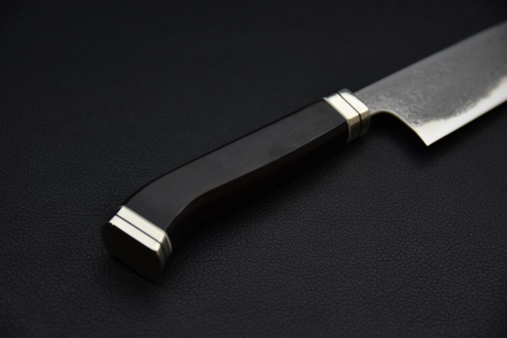 Hitohira Tanaka Kyuzo Aogami #1 Damascus Kiritsuke Gyuto 240mm Ébène Fusion