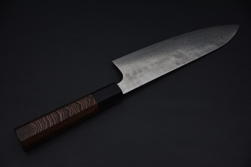 Hatsukokoro Ginyo Ginsan Tsuchime Damascus Santoku 180mm Wenge