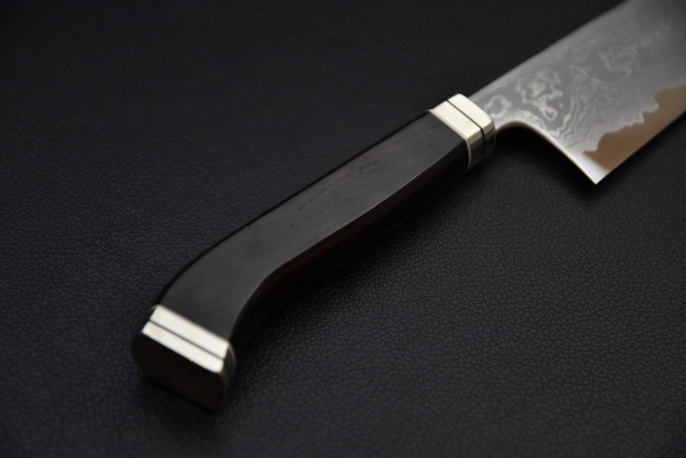 Hitohira Tanaka Kyuzo Aogami #1 Damascus Gyuto 240mm Ébène Fusion