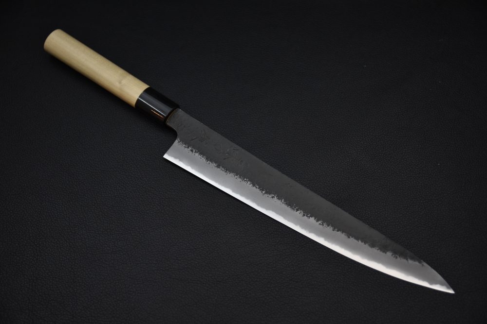 Mutsumi Hinoura Kurouchi Shirogami #2 Sujihiki 240mm Ho
