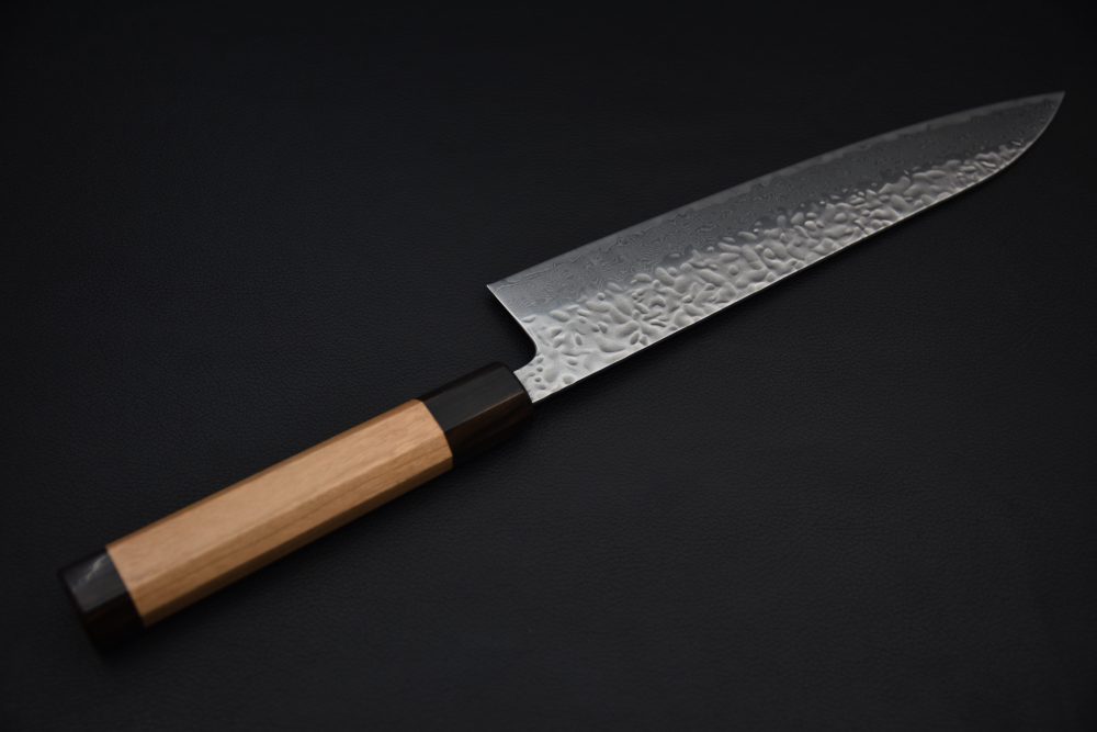 Hitohira Futana Stainless Tsuchime Damascus Gyuto 240mm Cerisier
