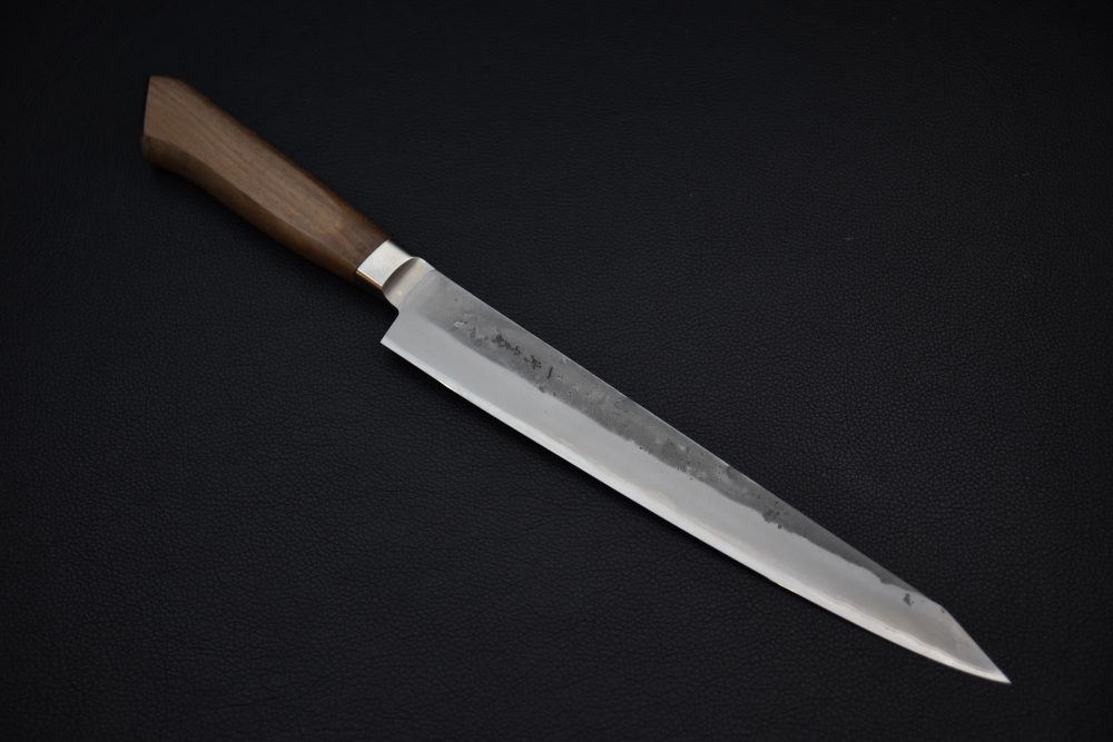 Hitohira TD Aogami #2 Stainless Clad Nashiji Yo Sujihiki 240mm Noyer
