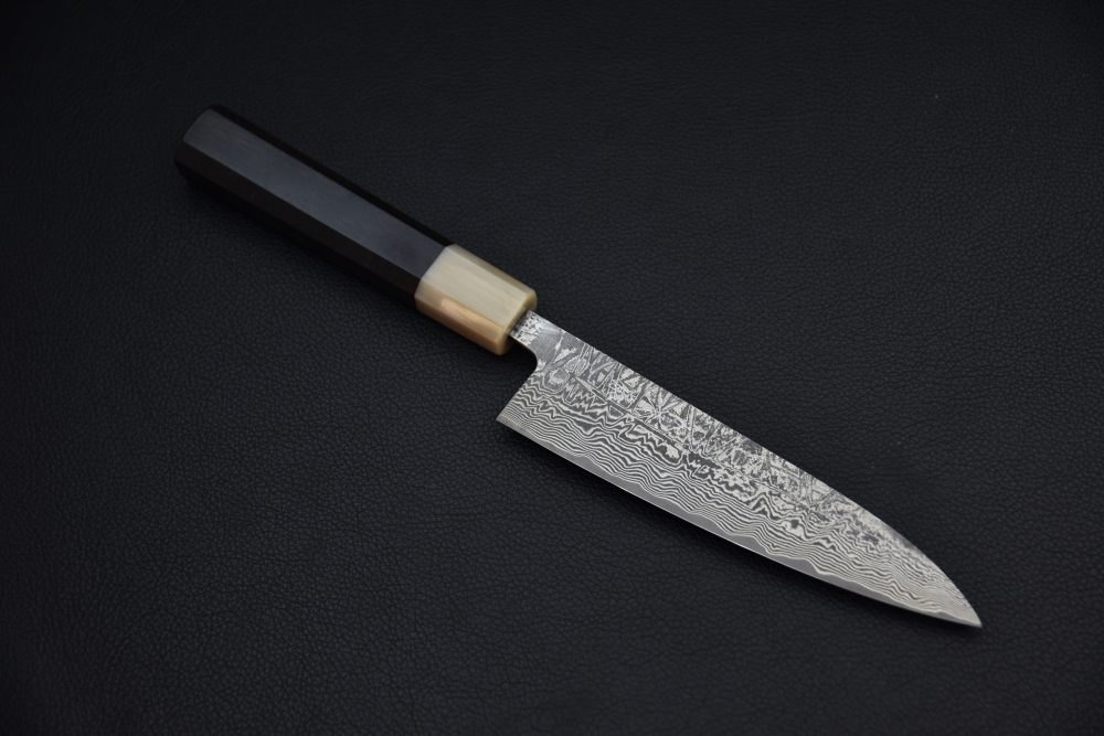 Shiro Kamo SG2 Kurozome Damascus Petty 150mm Ébène