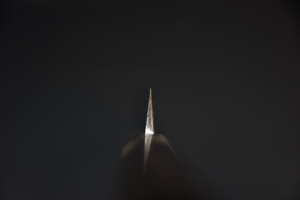 Hitohira Tanaka Manzo Aogami #1 Damascus Left-Handed Yanagiba 300mm Ebony