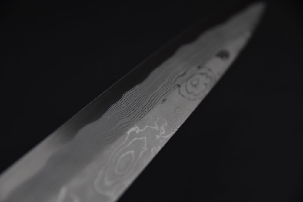 Hitohira Tanaka Manzo Aogami #1 Damascus Left-Handed Yanagiba 300mm Ebony