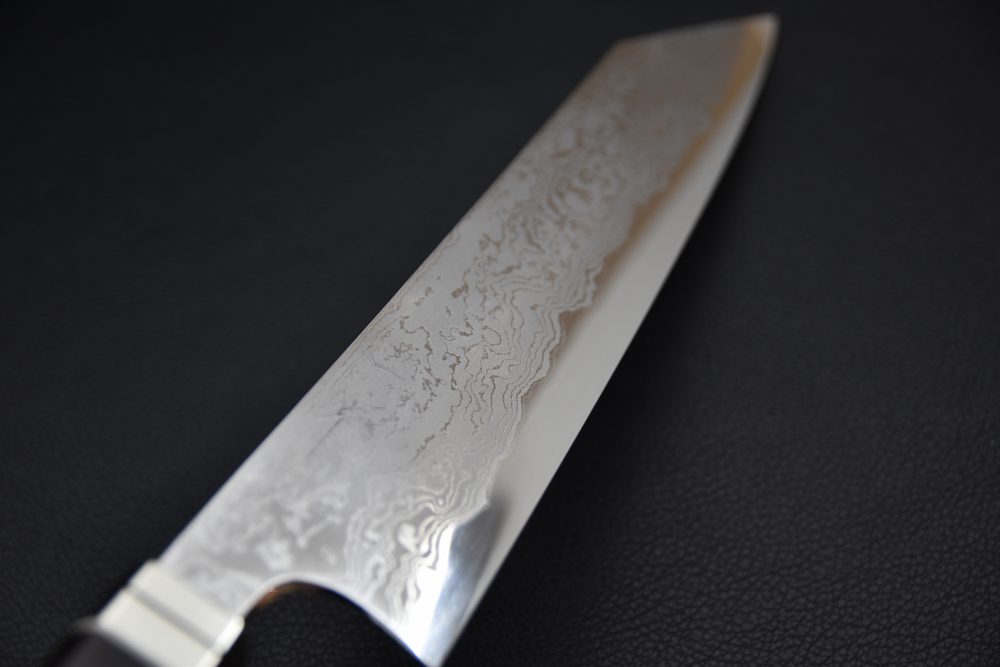 Hitohira Tanaka Yohei Aogami #1 Damascus Kiritsuke Gyuto 240mm Ebony Fusion