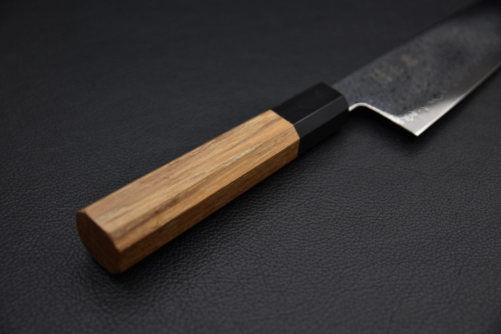 Hatsukokoro Sunaarashi VG10 Kurozome Nickel Damascus Bunka 180mm Teak