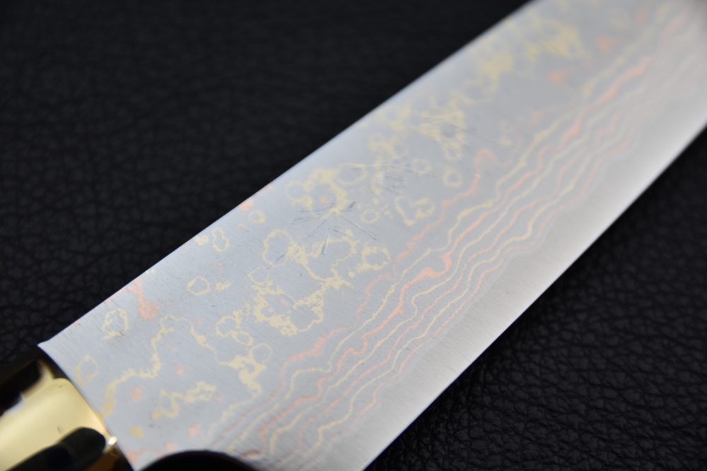 Saji Hamono VG10 Rainbow Damascus Petty 130mm Corne De Vache