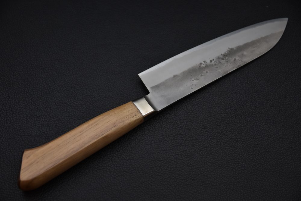 Hitohira TD Aogami #2 Stainless Clad Nashiji Yo Santoku 170mm Noyer