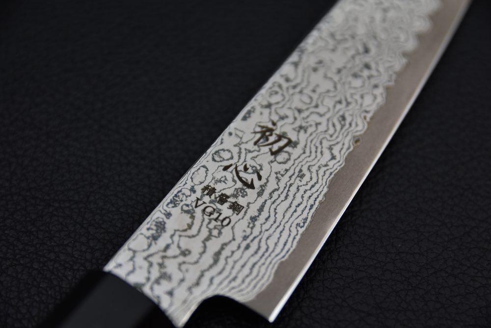 Hatsukokoro Sunaarashi VG10 Kurozome Nickel Damascus Kiritsuke Petty 150mm Teak
