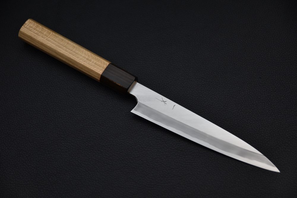 Hitohira Kikuchiyo Kyuzo Shirogami #2 Migaki Petty 150mm Cerisier