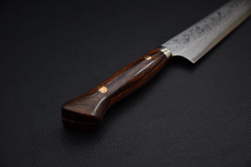 Yoshihiro Yauji Aogami #2 Damascus Sakimaru 300mm Ironwood
