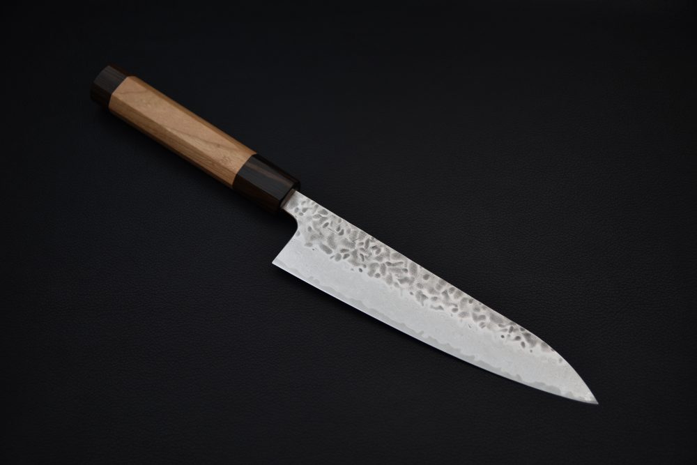 Hitohira Futana Stainless Tsuchime Damascus Gyuto 180mm Cerisier