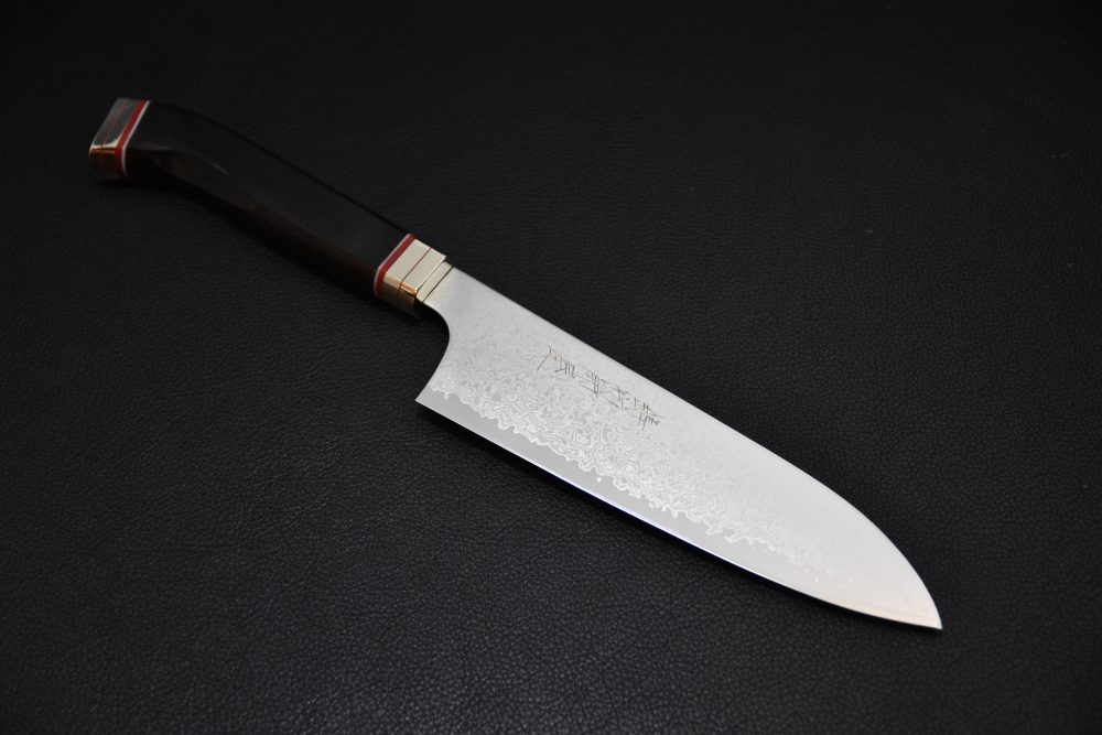 Hitohira Imojiya TH Damascus Santoku 180mm Ébène Fusion