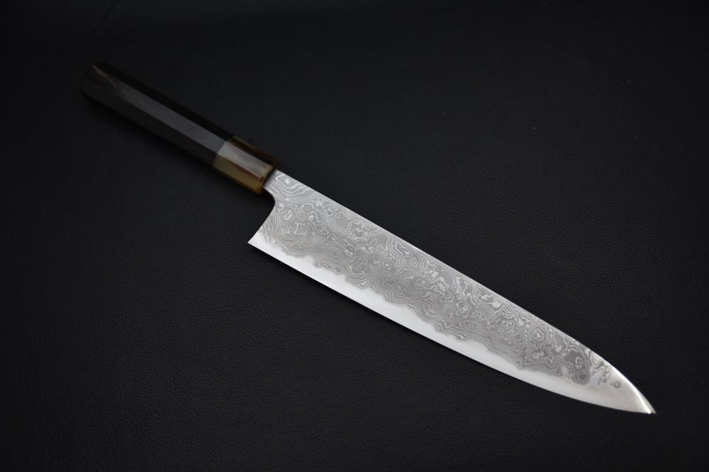 Hitohira Tanaka Kyuzo Aogami #1 Damascus Gyuto 270mm Ébène de Taihei