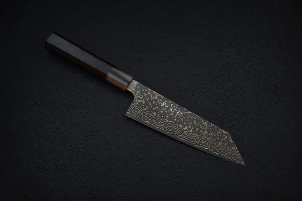 Saji Hamono VG10 Rainbow Damascus Bunka 180mm Ebony