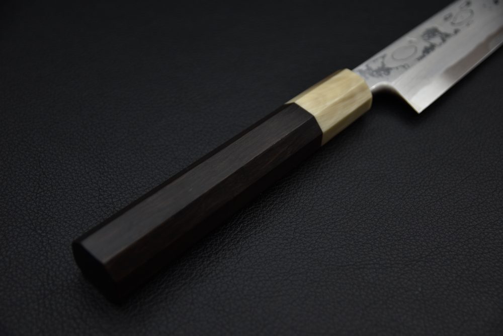 Hitohira Tanaka Manzo Aogami #1 Damascus Kiritsuke Yanagiba 300mm Ébène