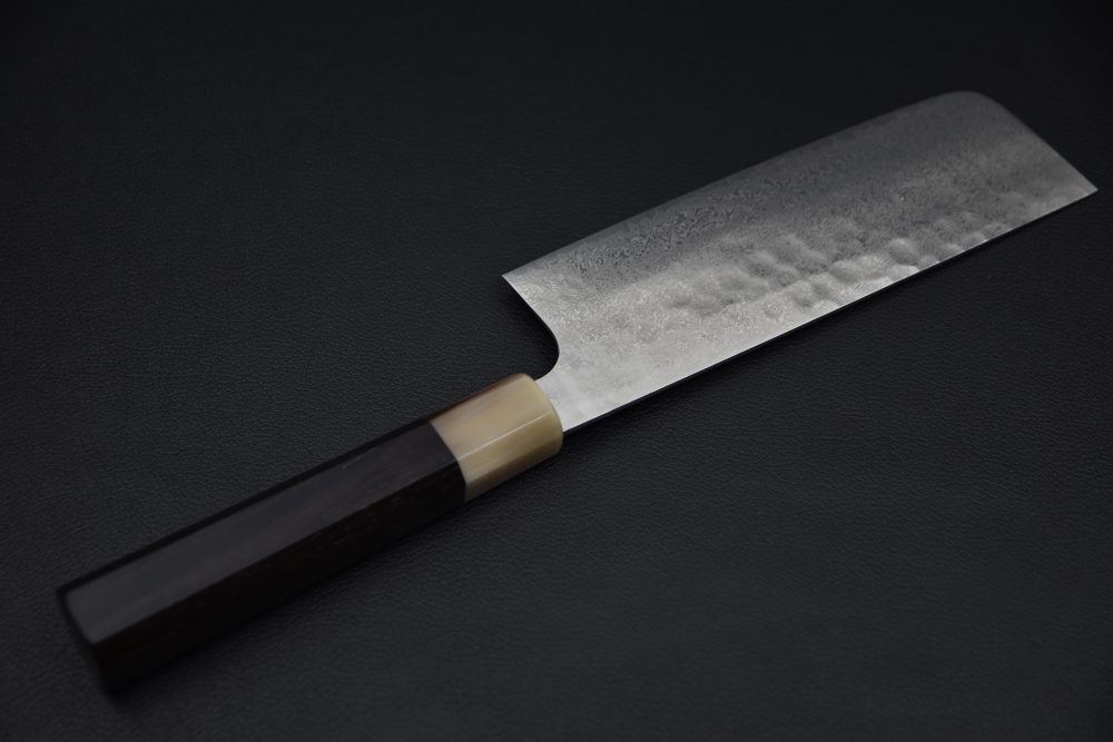 Hatsukokoro Ginyo Ginsan Tsuchime Damascus Nakiri 170mm Ébène
