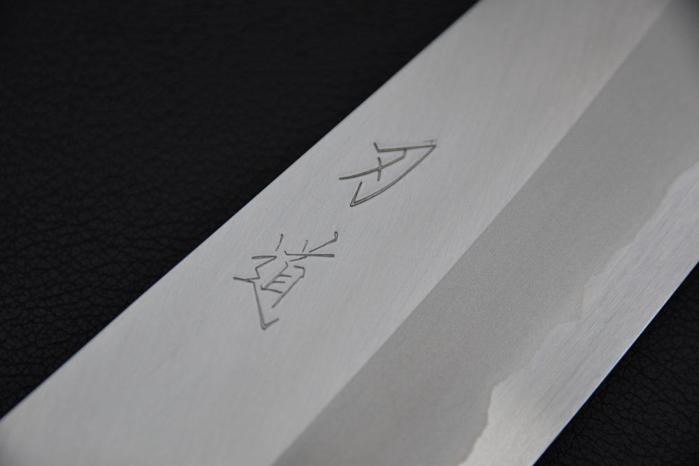 Hado Junpaku Shirogami #1 Stainless Clad Bunka 180mm Lacquered Oak