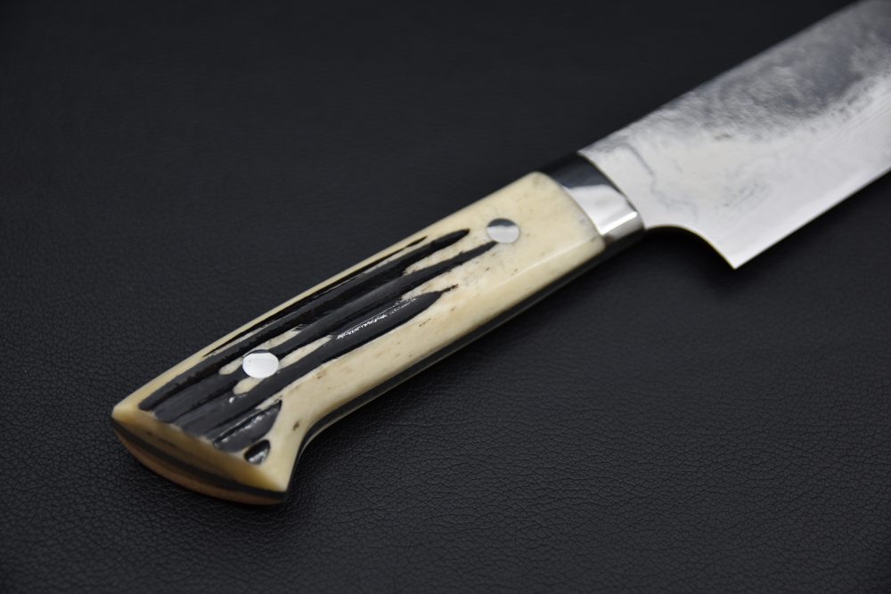 Saji Hamono R2 Damascus Sujihiki Sakimaru 240mm Corne De Cerf