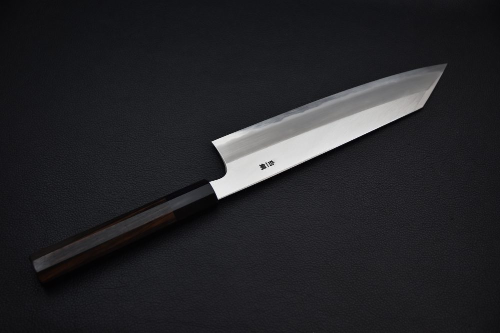 Hitohira Togashi Shirogami #1 Stainless Clad Kiritsuke Gyuto 240mm Makassar ebony