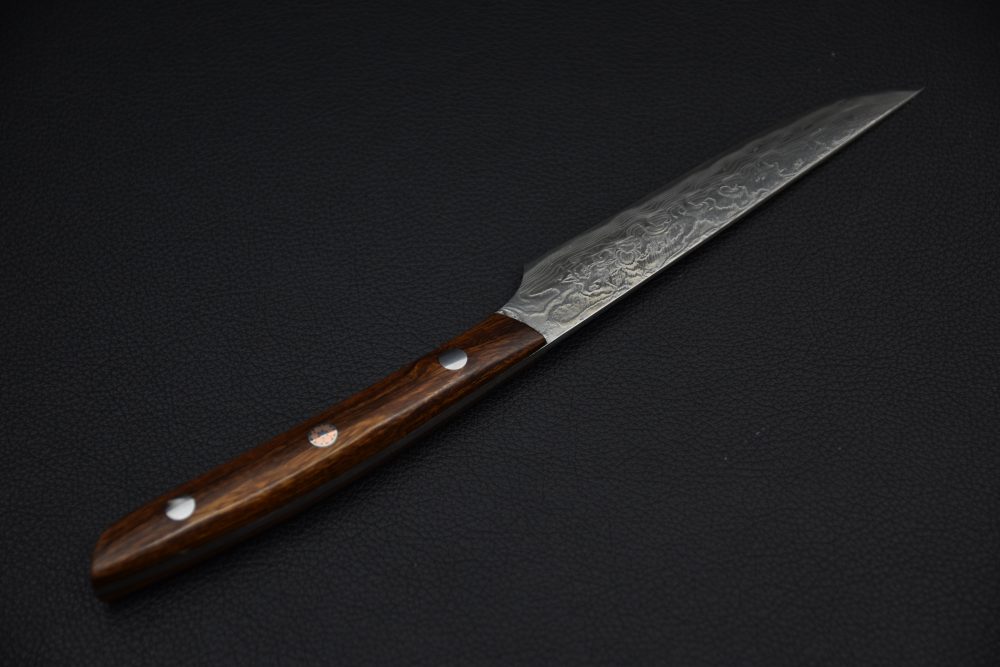 Saji Hamono R2 Damascus Diamond Couteau à Steak 125mm Ironwood