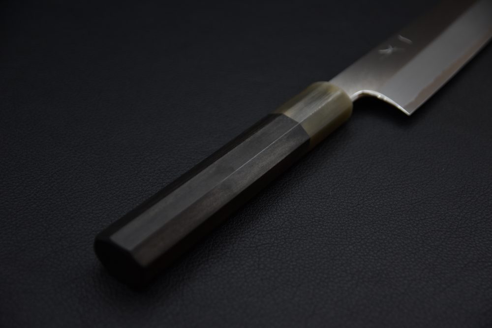 Hitohira Togashi Shirogami #1 Stainless Clad Sujihiki 300mm Ébène de Tahei