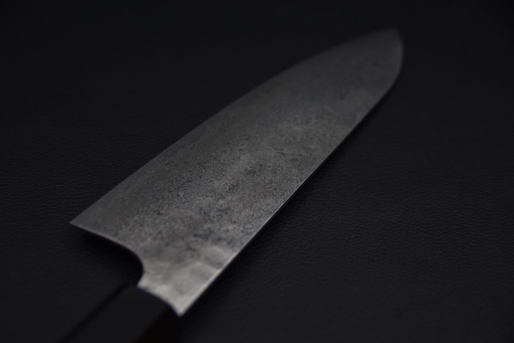 Hatsukokoro Ginyo Ginsan Tsuchime Damascus Santoku 180mm Wenge