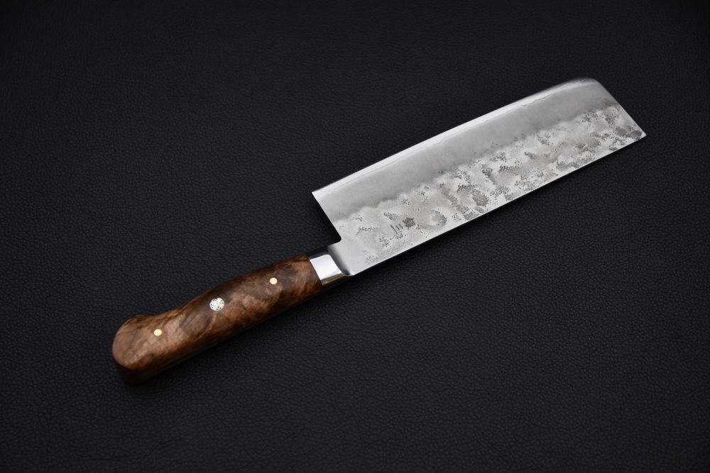 Quebec X Japan Ginsan Nashiji Nakiri 165mm Maple Burl