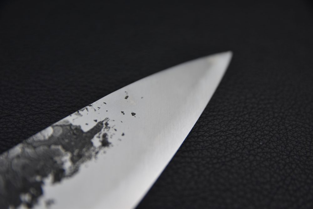 Mazaki Hamono Shirogami #2 Kuro Nashiji Gyuto 210mm Ebony