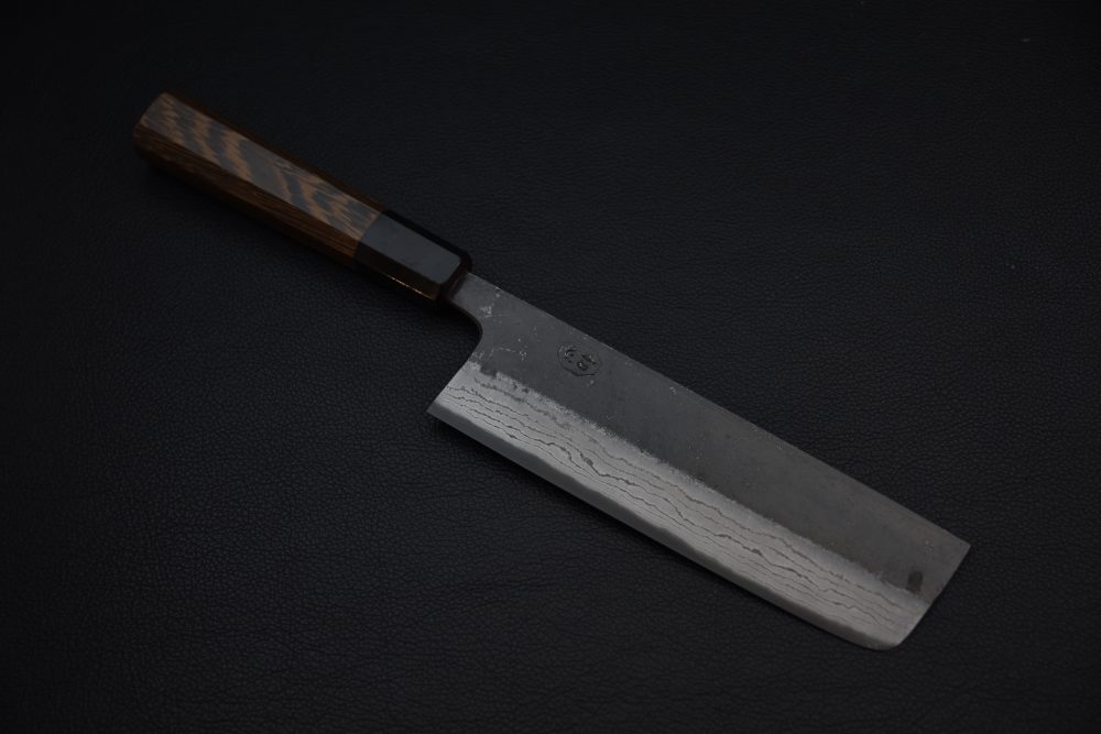 Hatsukokoro Kumokage Aogami #2 Damascus Kurouchi Nakiri 165mm Tagayasan